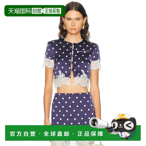 1h可退 美国直邮Self-Portrait 女士 波尔卡圆点缎面上衣 PF26083