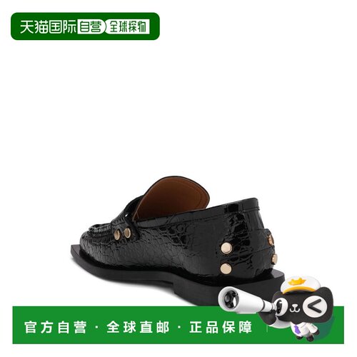 1h可退 香港直邮GANNI 女士芭蕾乐福鞋 S3014099 AW2025 黑色 方