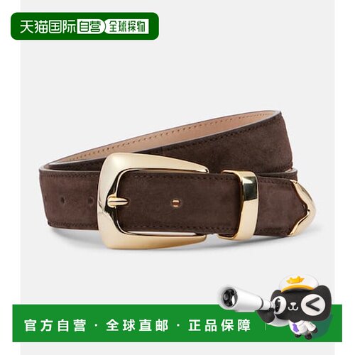 香港直邮KHAITE 女士 Benny 绒面革皮带 brown棕色 舒适时尚