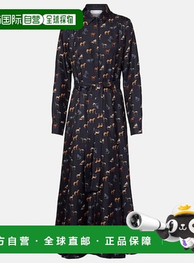 香港直邮Gabriela Hearst 女士 Galway 束带真丝衬衫式连衣裙