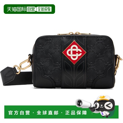 香港直邮Casablanca 男士 黑色花押字斜挎包 ASS26BAG00202LEATHE