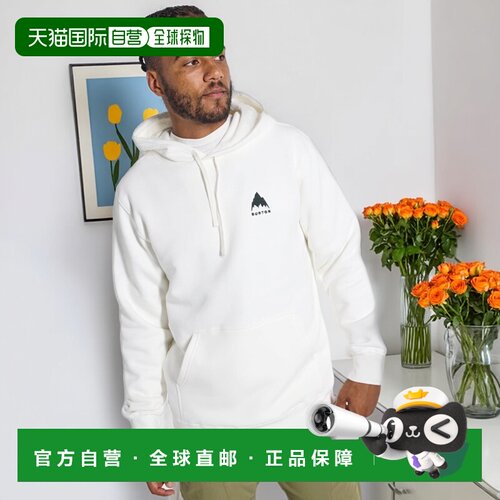 自营欧洲直邮Burton伯顿 Mountain男士灰白色有机棉印花连帽卫衣