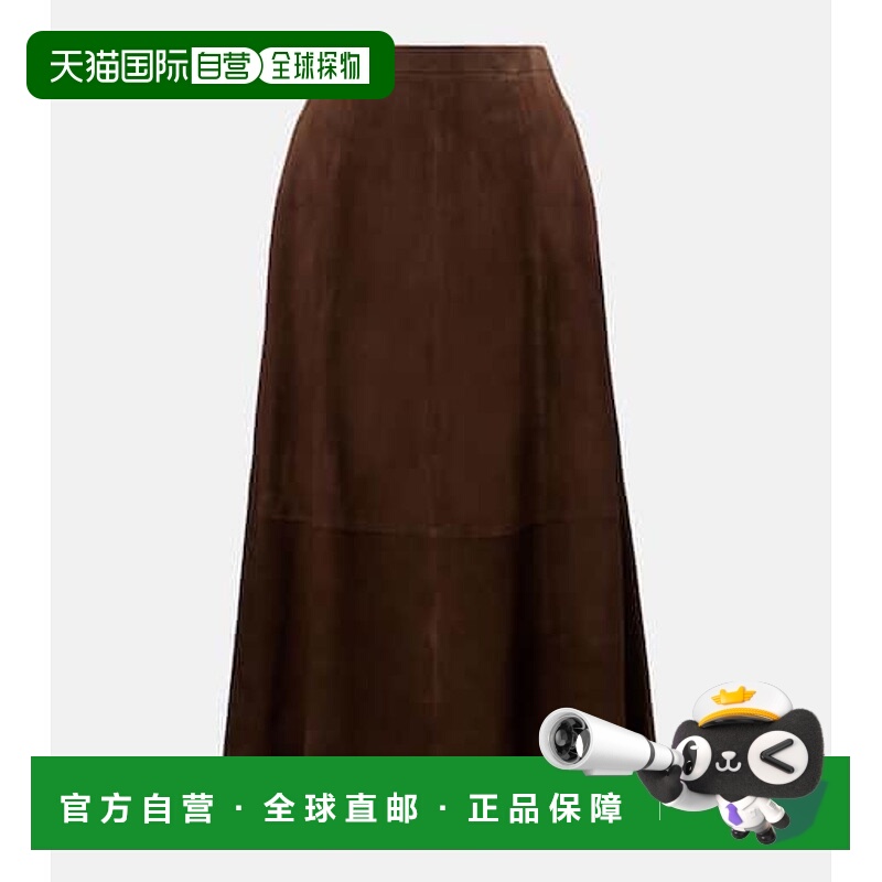 1h可退 香港直邮VINCE 女士 绒面革中长半身裙 brown棕色 舒适时