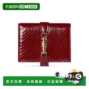 自营欧洲直邮GUCCI古驰 Jackie女士深红色皮革中号钱包