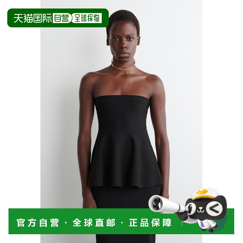 自营欧洲直邮COS 女士黑色针织透视下摆上衣女装抹胸开衫半身裙图片
