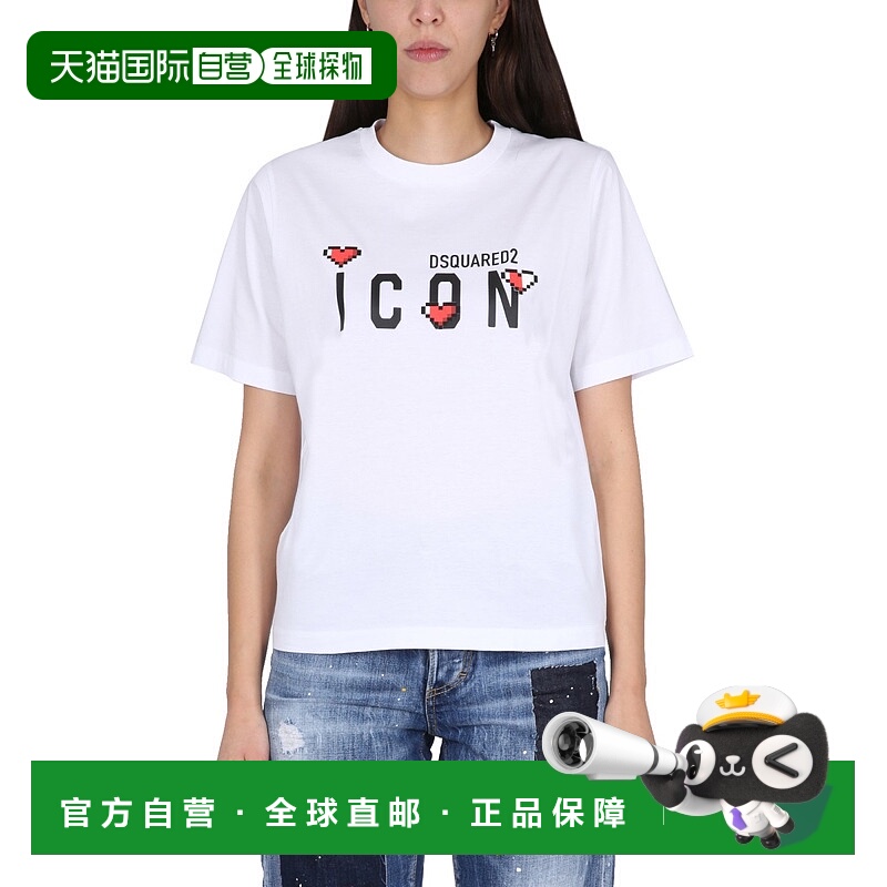 香港直邮Dsquared2 二次方 女士 标志印花T恤 S80GC0059S23009