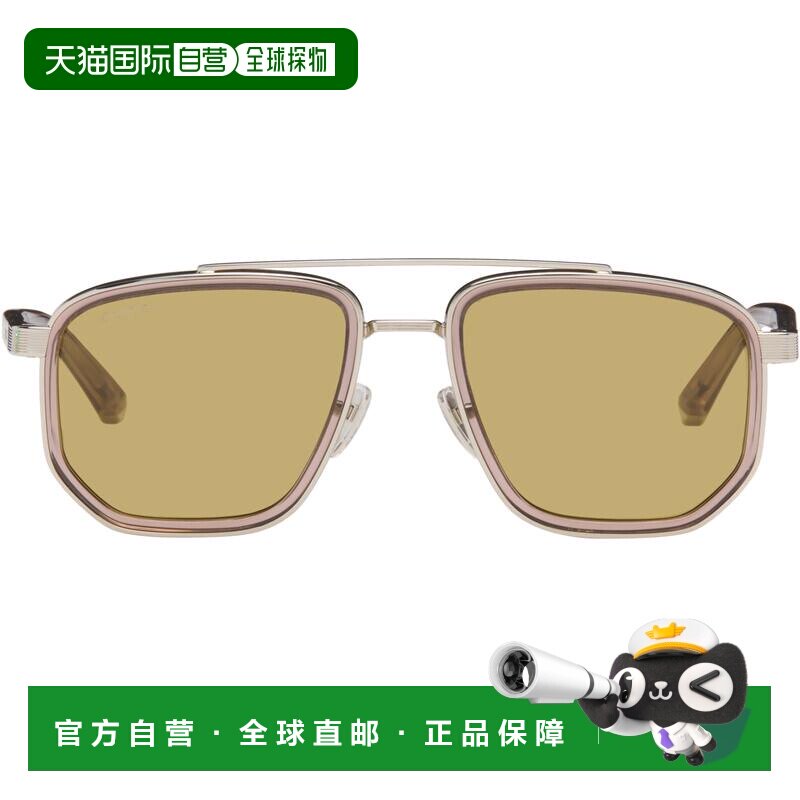 香港直邮Gucci 古驰 男士 银色 & 棕色 Navigator Frame 太阳镜 G