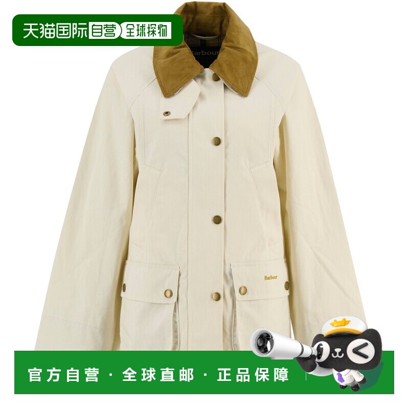 自营欧洲直邮BARBOUR 女士米白色/卡其棕棉质纽扣短款夹克图片