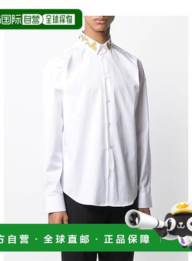 香港直发Versace范思哲男士白色刺绣领衬衫简约百搭A85135A232105