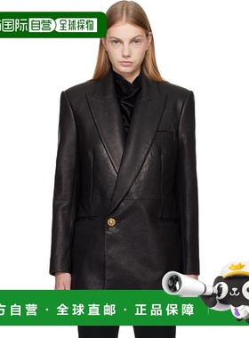 香港直邮Balmain 巴尔曼 女士 黑色 Tailored Lambskin Long 西装