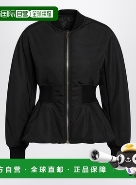 1h可退 香港直邮alaia 女士 黑色收腰羊毛混纺短夹克 AA9V1182W12