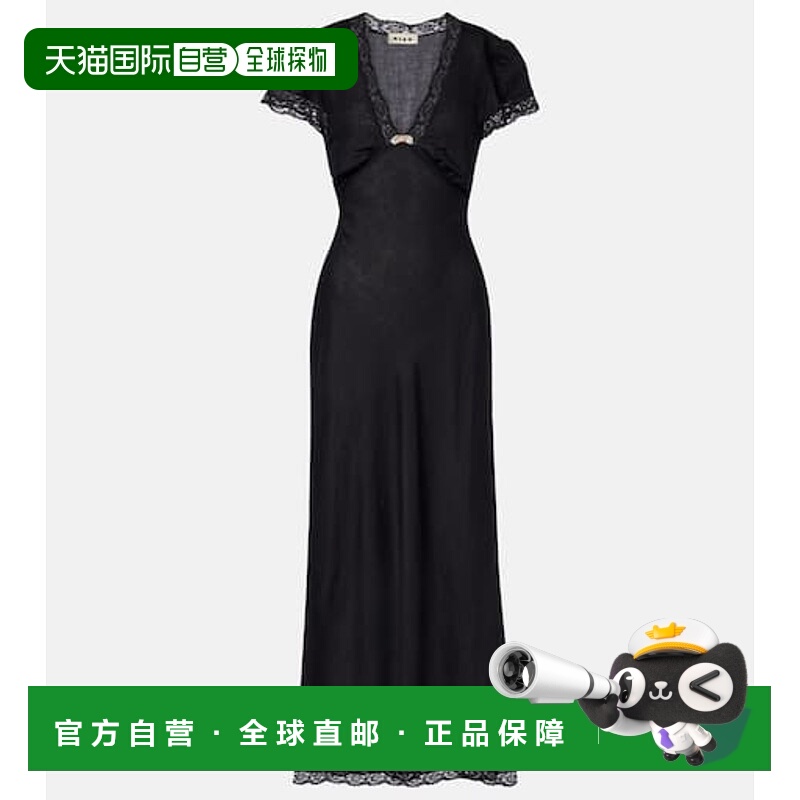 香港直邮RIXO 女士 Clarice 蕾丝边中长连衣裙 black黑色 舒适时