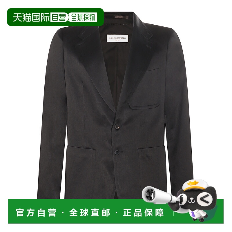 香港直邮Dries Van Noten 德赖斯 范诺顿 男士 黑色棉混纺西装外
