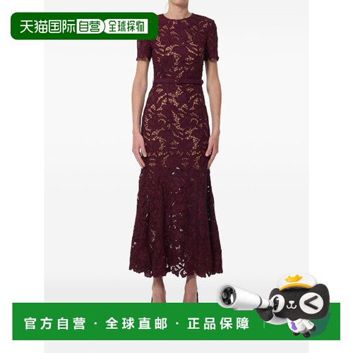 1h可退 香港直邮Self-Portrait 女士 酒红色聚酯中长连衣裙 PF261