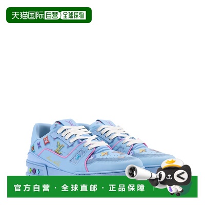 自营欧洲直邮LV路易威登 Trainer男士蓝色混合材质运动鞋