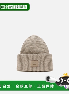 自营欧洲直邮Acnes Studios Face男士灰褐色混色羊毛Logo针织帽