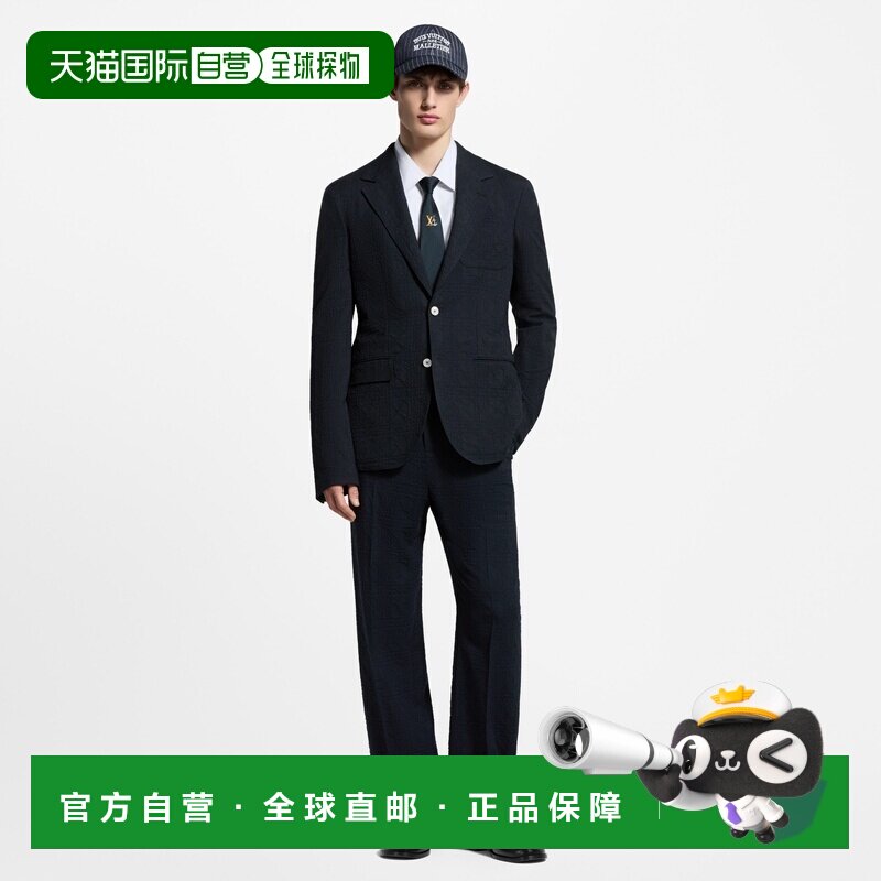 自营1h可退 欧洲直邮LV路易威登 男士海军蓝色羊毛翻领夹克