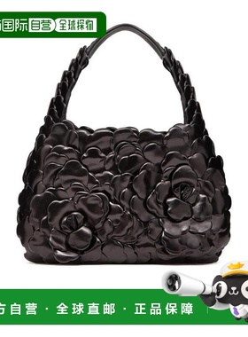 香港直邮Valentino 黑色徽标玫瑰花瓣单肩包 XW2B0I57JBZ