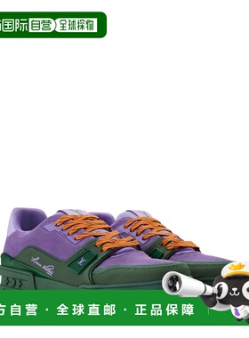 自营欧洲直邮LV路易威登 男士紫色皮革手写logo标识运动鞋