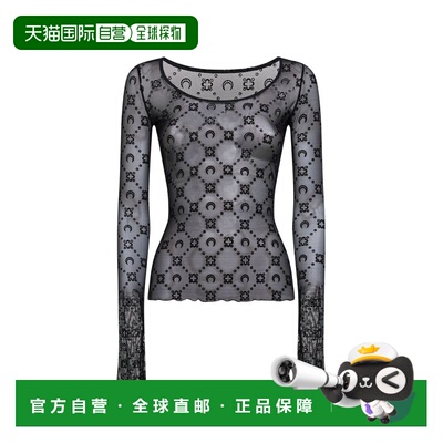 香港直邮Marine Serre 女士 SERRE and Polos 海军风T恤黑色上衣