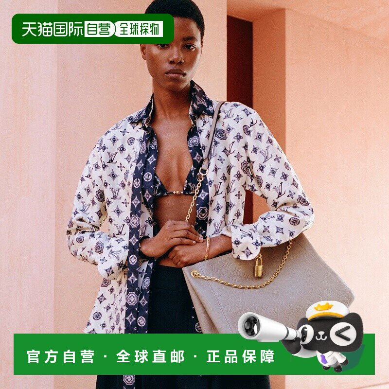 自营1h可退 欧洲直邮LV/路易威登 Anytime MM女士鸽子灰牛皮单肩