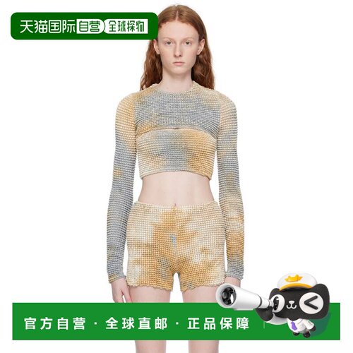 1h可退 香港直邮off-white 女士 驼色 & 海军蓝 Double 长袖 T恤