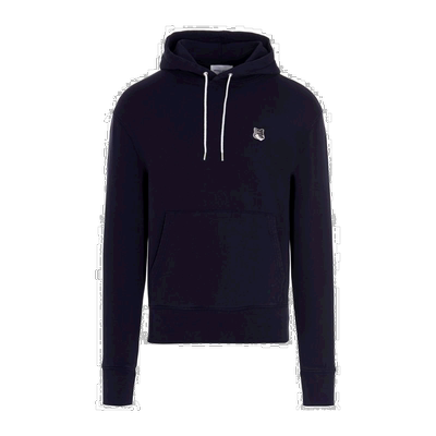 香港直邮Maison Kitsune 海军蓝logo贴花连帽衫 GU00335KM0002P48