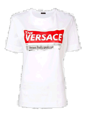 Versace logo报纸印花T恤 A82607A224589【付后1h可退】短袖女装