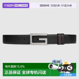 大logo双面皮带 1h可退 孤品捡漏 香港直邮Gucci古驰男士 黑色