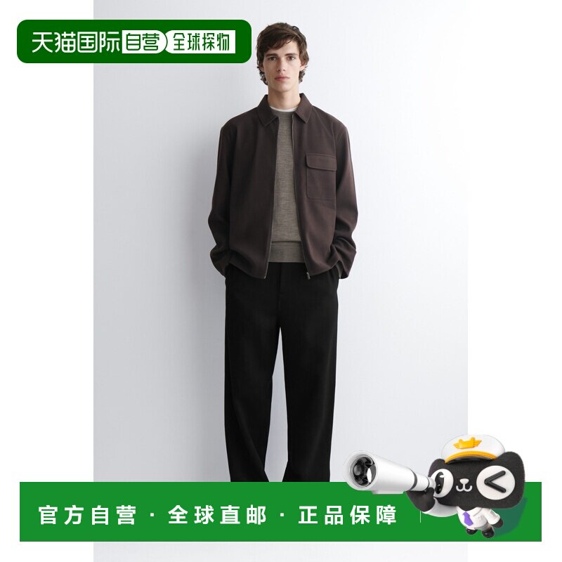 自营欧洲直邮COS 男士棕色灯芯绒针织拉链衬衫式外套男装夹克图片