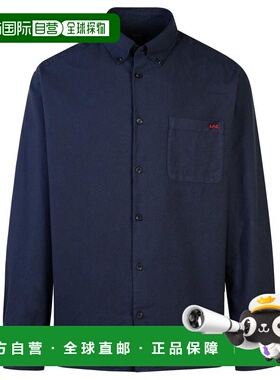 1h可退 A.P.C. 男士 长袖衬衫 COHAHH12599 blue蓝色 舒