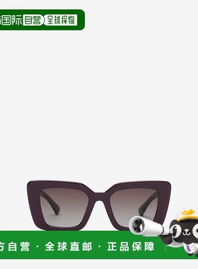 自营欧洲直邮Burberry博柏利 EKD系列女士梅紫色醋酸纤维方框猫眼