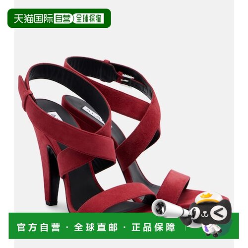 香港直邮alaia 女士 圆锥绒面革露跟凉鞋 red红色 舒适时尚