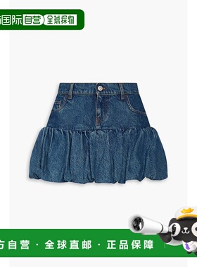 香港直邮Coperni 女士 褶皱牛仔迷你半身裙 COPJ76F2014BLU
