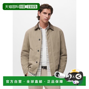 自营欧洲直邮Mango芒果 男士浅褐色绗缝夹克