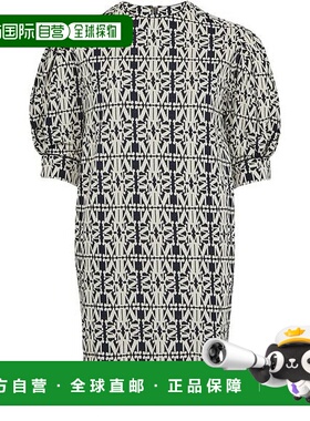 自营欧洲直邮MAXMARA麦丝玛拉 Gustavo女士白色/蓝色棉印花M字母