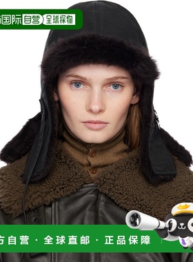 1h可退 香港直邮Lemaire 女士 黑色双面飞行员帽 AC1169LF1495