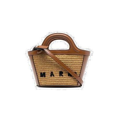 香港直邮Marni迷你Tropicalia编织包篮子logo刺绣手提单肩斜挎包