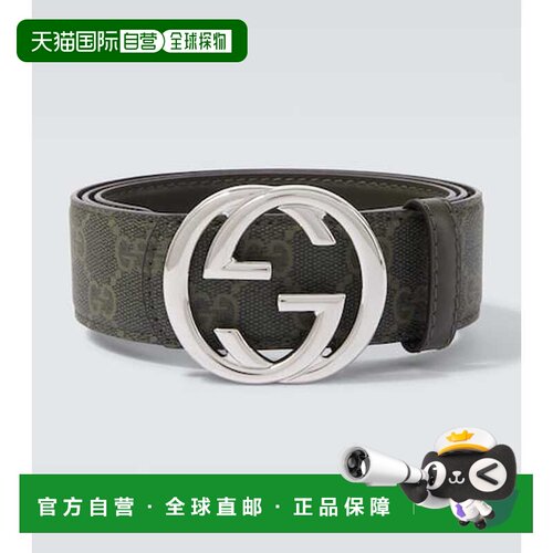 1h可退 香港直邮Gucci 古驰 男士 GG 双面皮带腰带 green绿色 舒