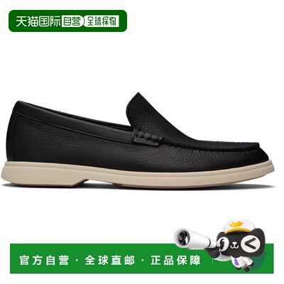 香港直邮BOSS 波士 男士 黑色 Logo-Detail Tumbled Leather 乐福