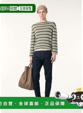 自营欧洲直邮Loro Piana 男士绿色/米色婴儿羊绒毛衣