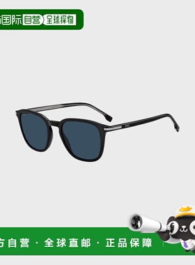 自营欧洲直邮Hugo Boss 男士黑色醋酸纤维logo标识太阳镜