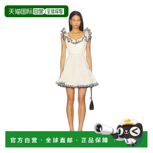 1h可退 香港直邮ZIMMERMANN 女士 刺绣绉边领迷你连衣裙 7024DC26