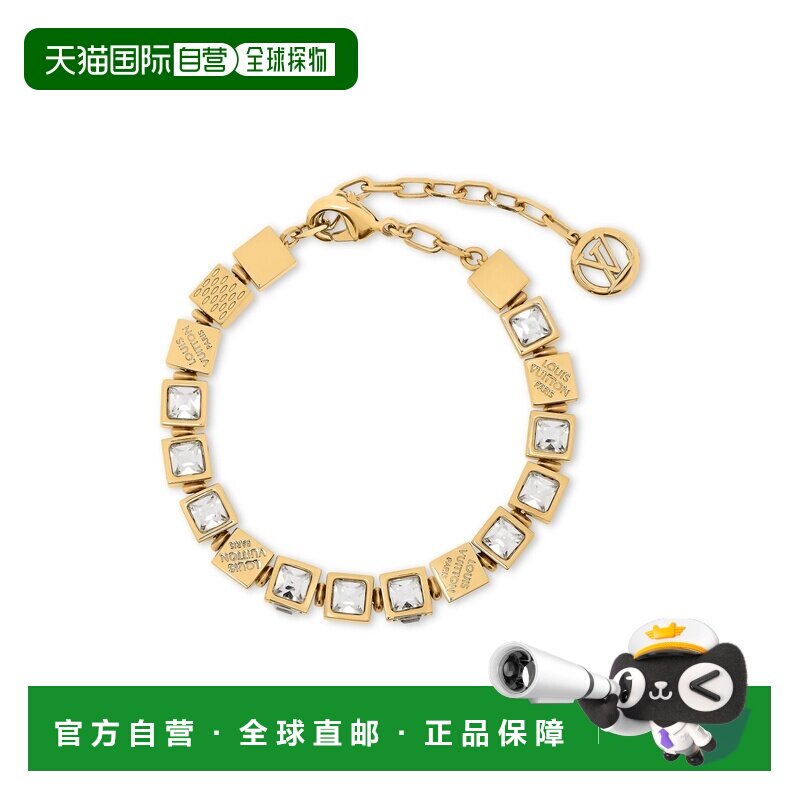 自营欧洲直邮LV路易威登 Cube女士金色金属手链水晶配饰