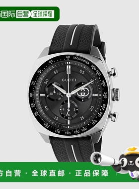 自营欧洲直邮Gucci/古驰 Interlocking系列男士黑色不锈钢表壳石G
