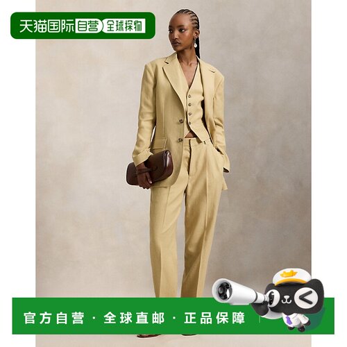 自营欧洲直邮Ralph Lauren拉夫劳伦 女士沙丘色亚麻锥形长裤