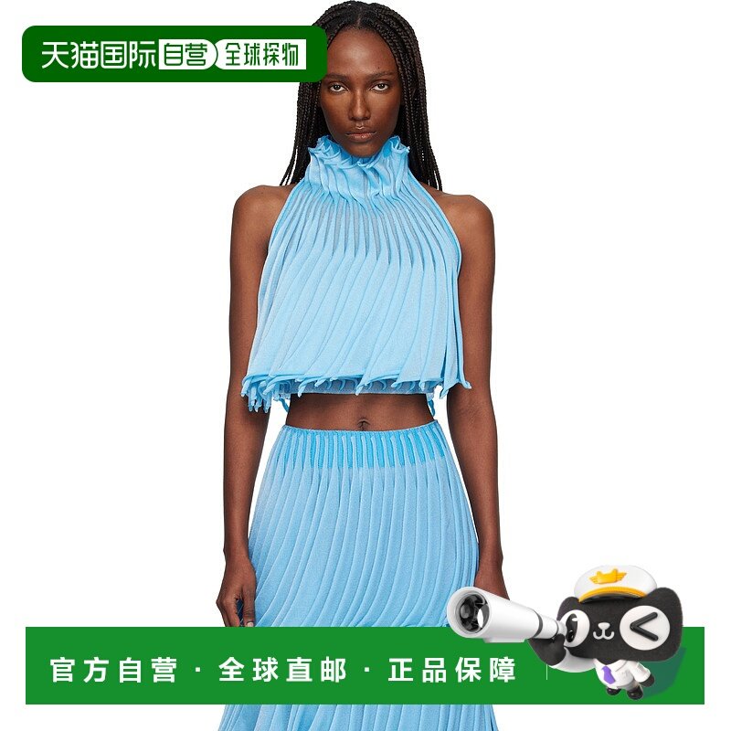 1h可退 香港直邮alaia 女士 蓝色 Cups Nylon Knit Tapered 上装