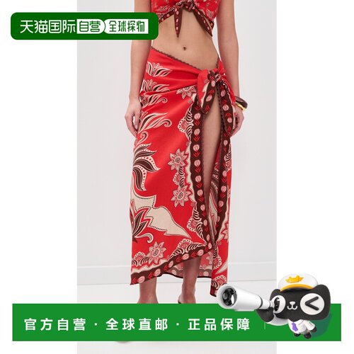 1h可退 美国直邮FARM RIO 女士 Ainika Garden 红色半身裙a字裙