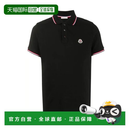 香港直邮MONCLER 男士T恤 8A7030084556999BLACK CO 黑色 徽标贴P