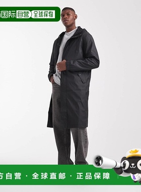 1h可退 香港直邮ASOS 男士 设计长款风衣(黑色) black黑色 舒适时